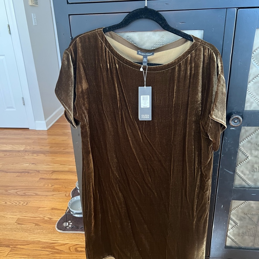 Eileen Fisher Rich Brown Velvet Dress